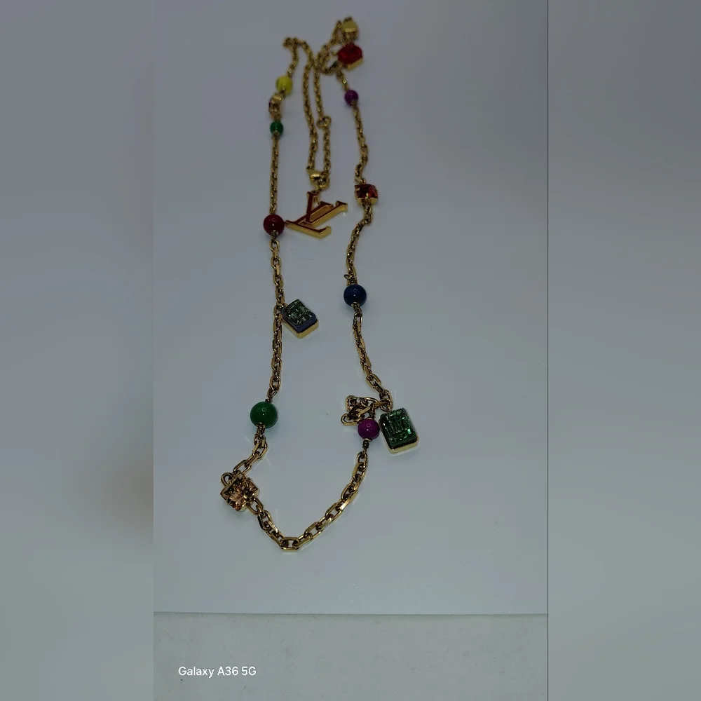 Louis Vuitton Sautoir Plastron Cosmopolotian Lng Necklace W Multi Colored Charms